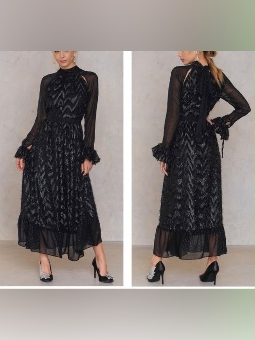 Stine Goya Agacia long elegant dress in black size S
